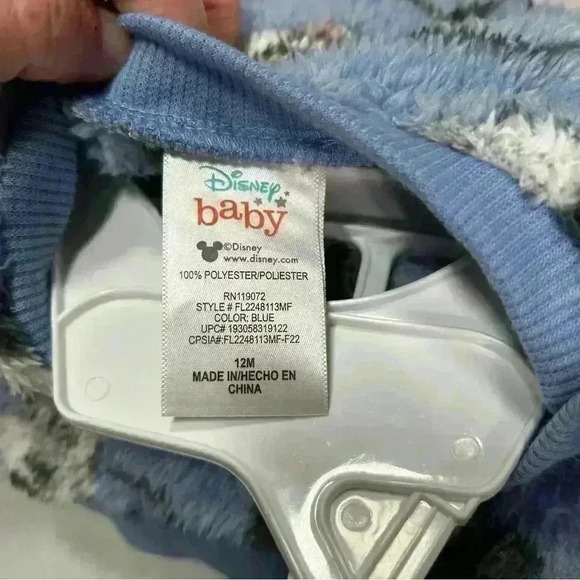 Disney Baby Character Fuzzy Blue Unisex 2 Piece Warm Soft Outfit Size 12 months - Picture 9 of 10
